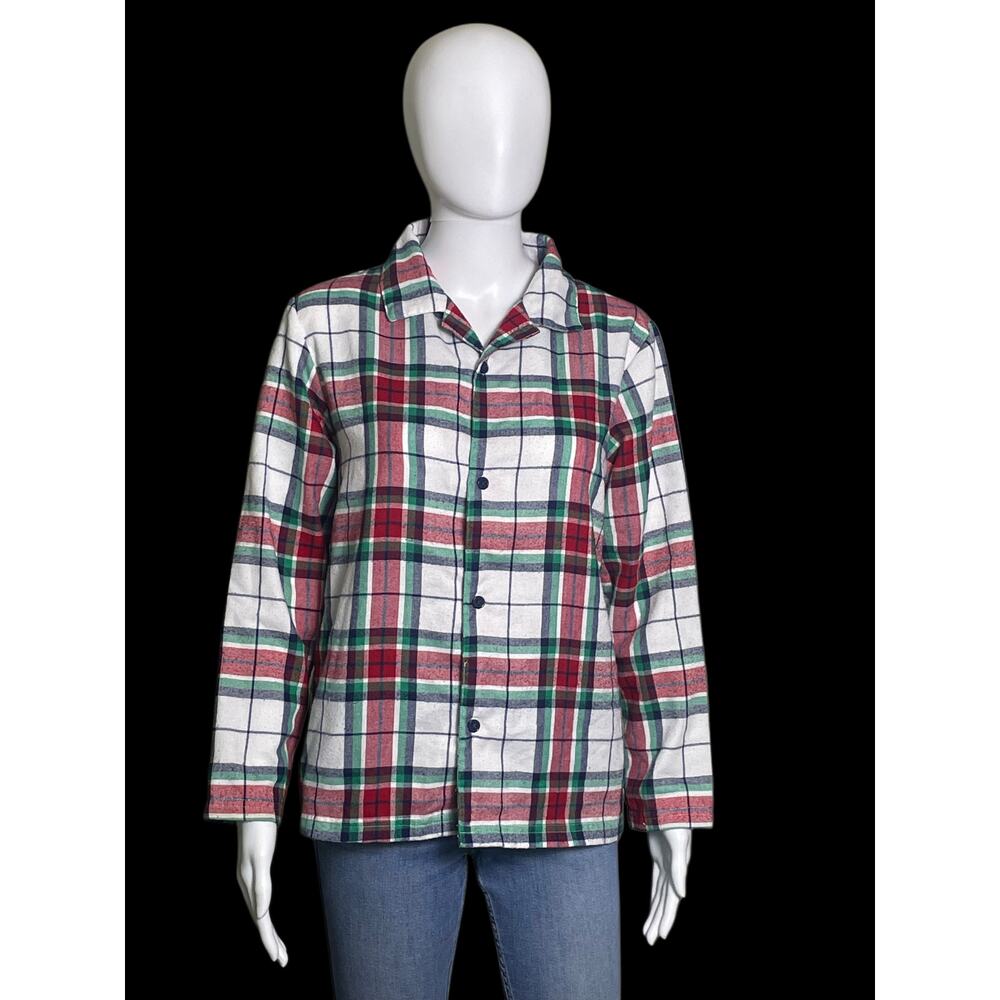 Gymboree Red, Green & White Plaid Long Sleeve Flannel Shirt Kids Size XL (14)